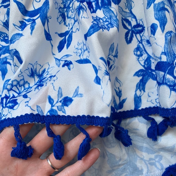 Shein tassel trim Bardot top & pleated shorts set - Picture 4 of 10